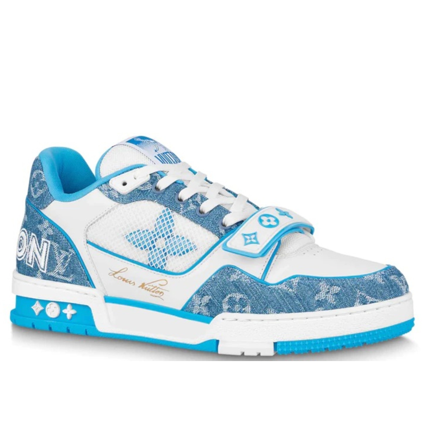 Louis Vuitton Trainer Monogram Denim White Blue