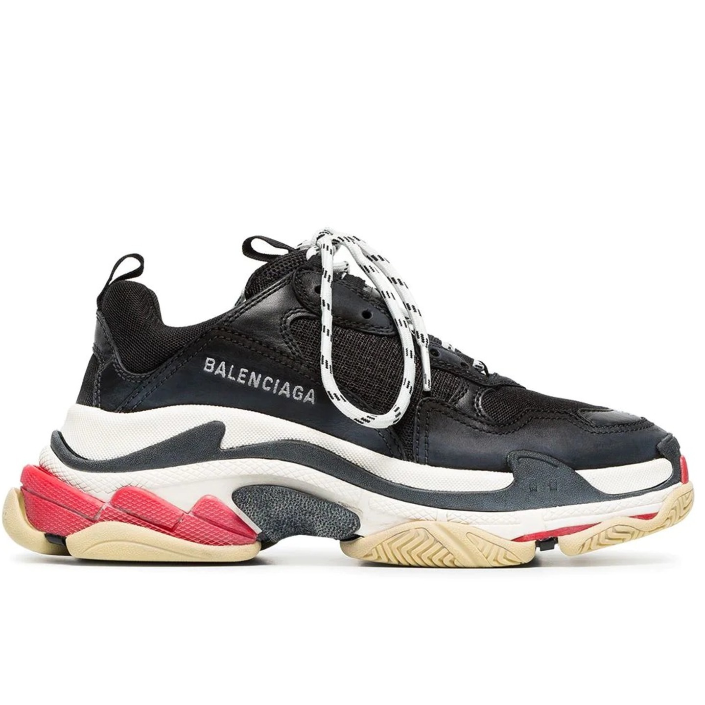 Balenciaga Triple S lace-up black red