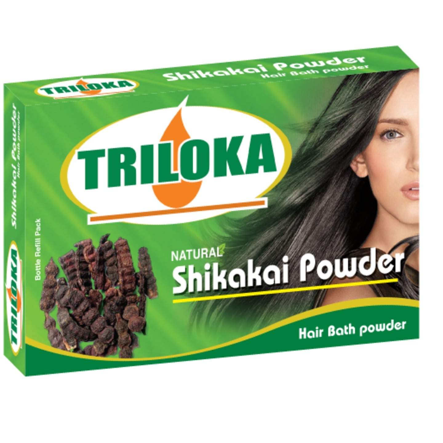 New Triloka Shikakai  Head Bathing Powder Shampoo Powder Refill Pack - 1 Case