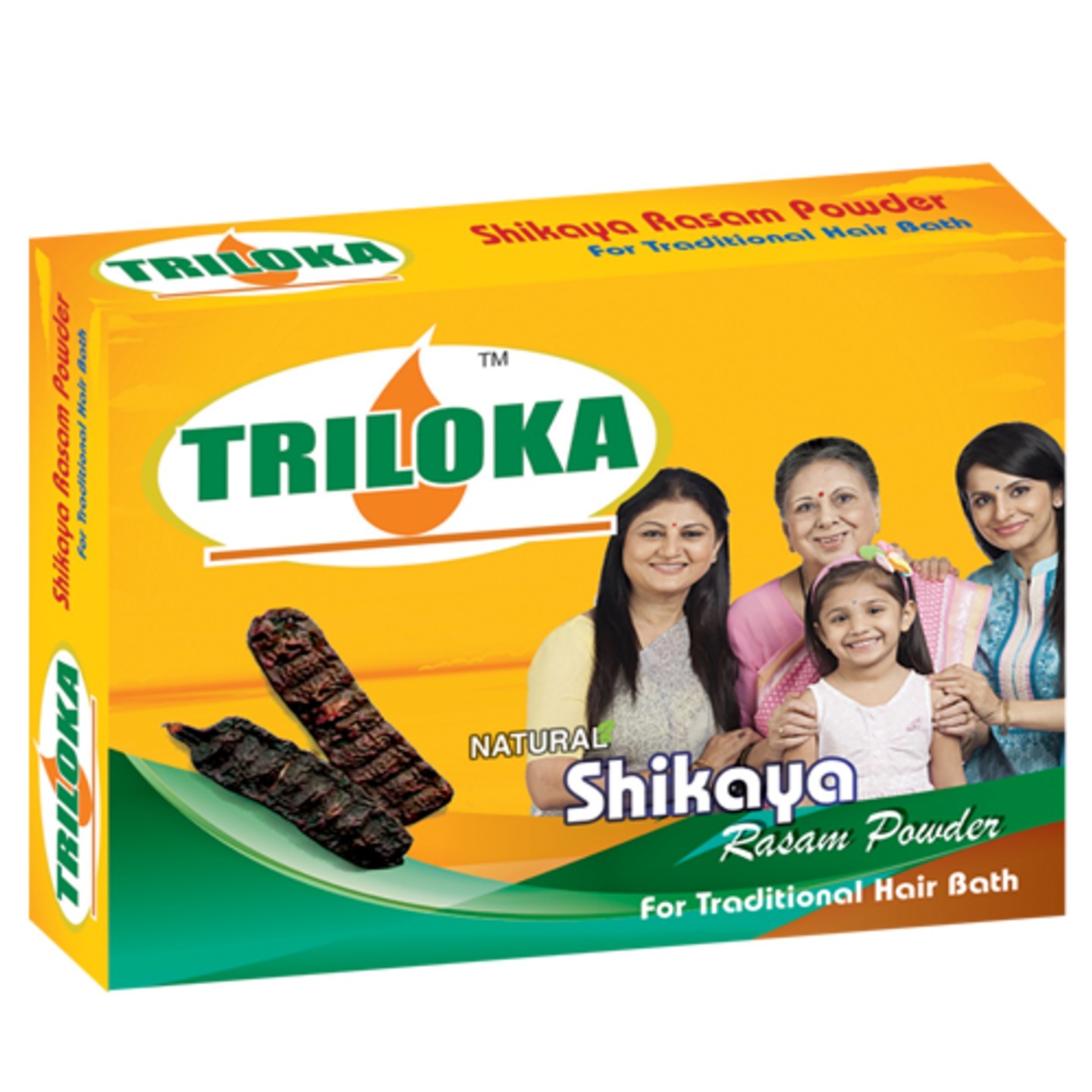 New Triloka Shikakai Rasam  Head Bathing Powder Refill pack( Shampoo Powder) - 1 Case