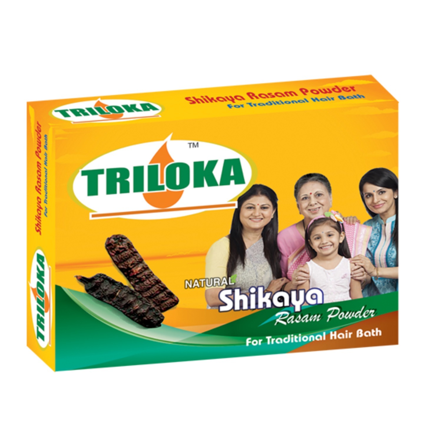New Triloka Shikakai Rasam  Hair Bathing Powder Re- Fill Box Pack