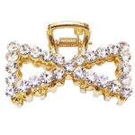Gold Rhinestone Hair Claw Clips - Bow