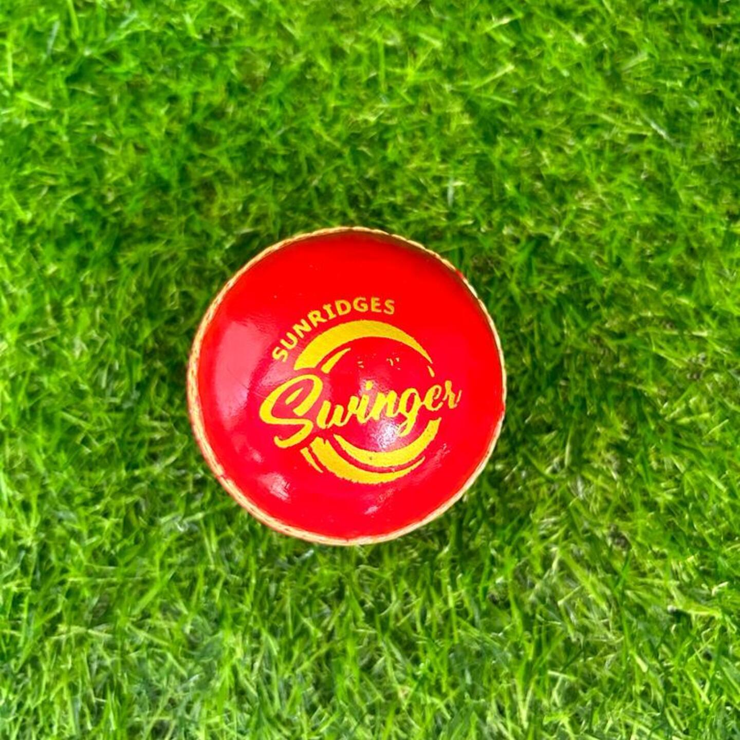 SS SWINGER LEATHER CRICKET BALL  2 PC. RED CRICKET BALL