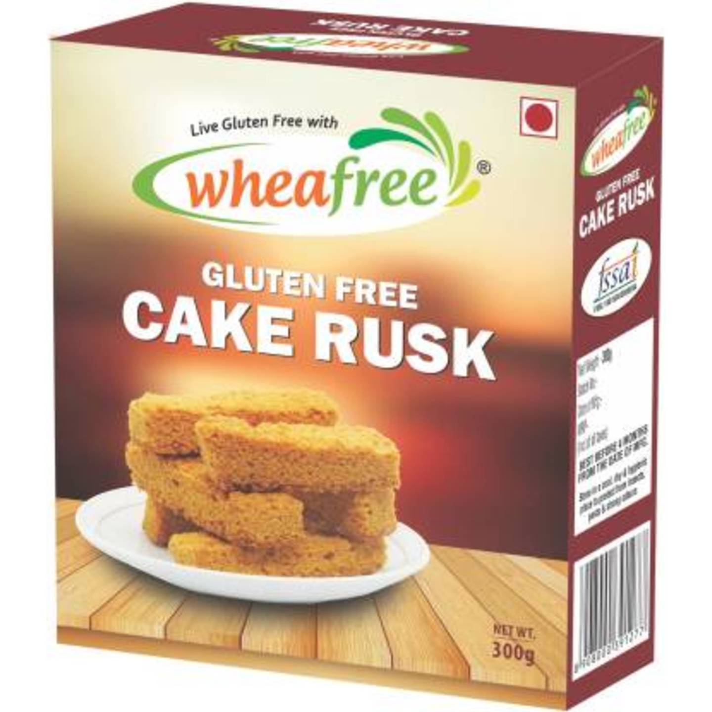 Wheafree Cake Rusk - Gluten Free Non-Veg - Pack of 2 300g each Sweet flavored Cake Rusk  2 x 300 g