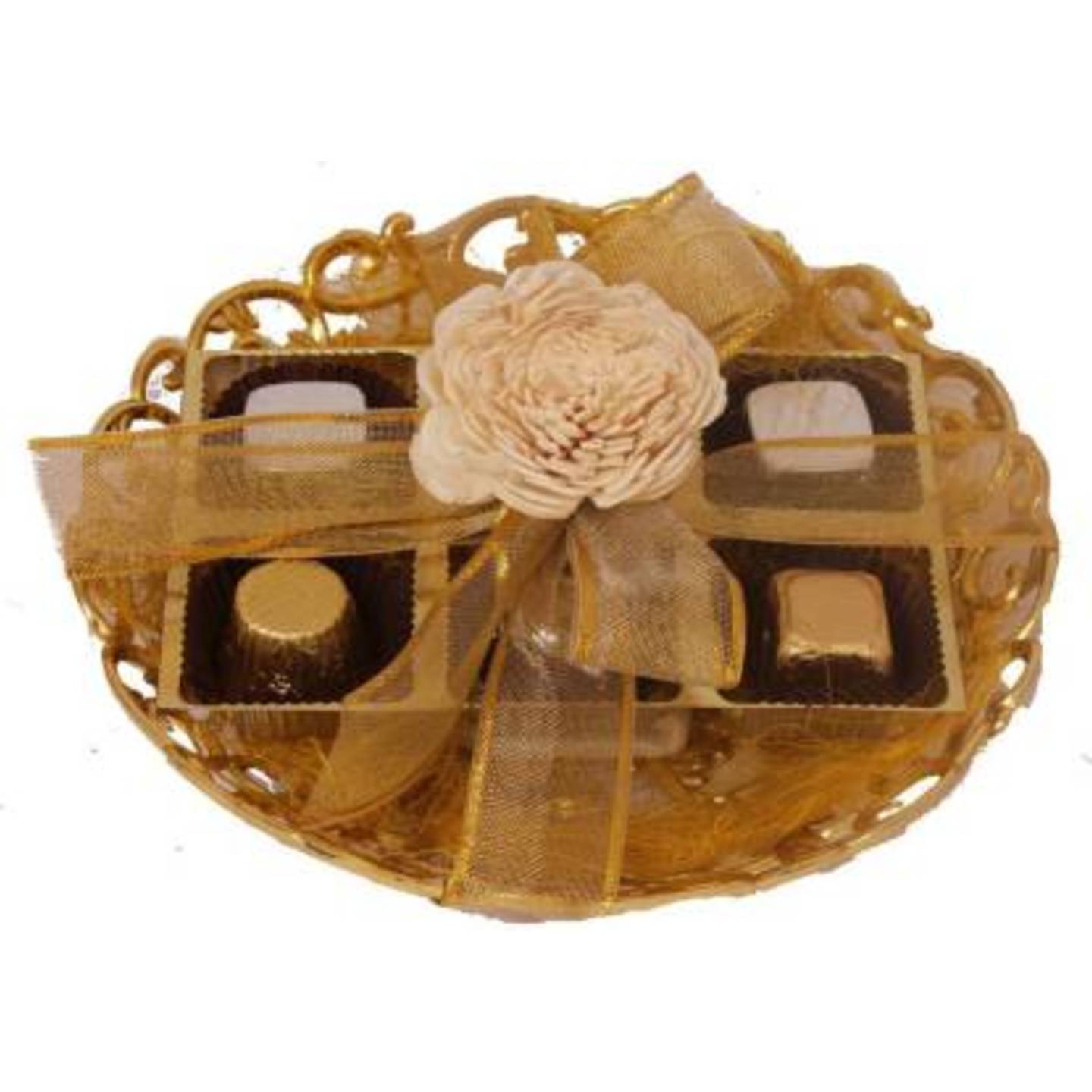 Zoroy Luxury Chocolate Diwali Gold carved plate with 6 chocolates Fudges  (65 g)