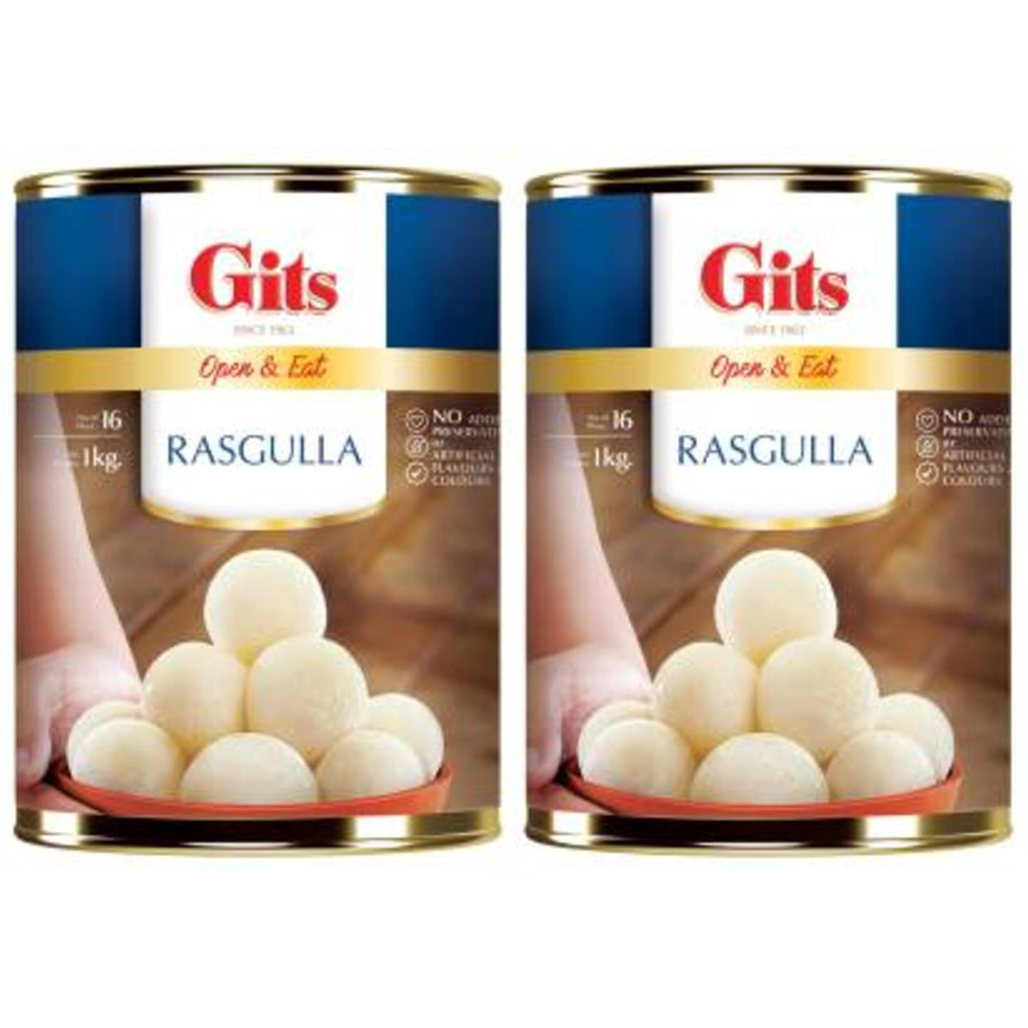 Gits Rasgulla Tin (Pack of 2 X 1Kg) Tin  (2 x 1 kg)