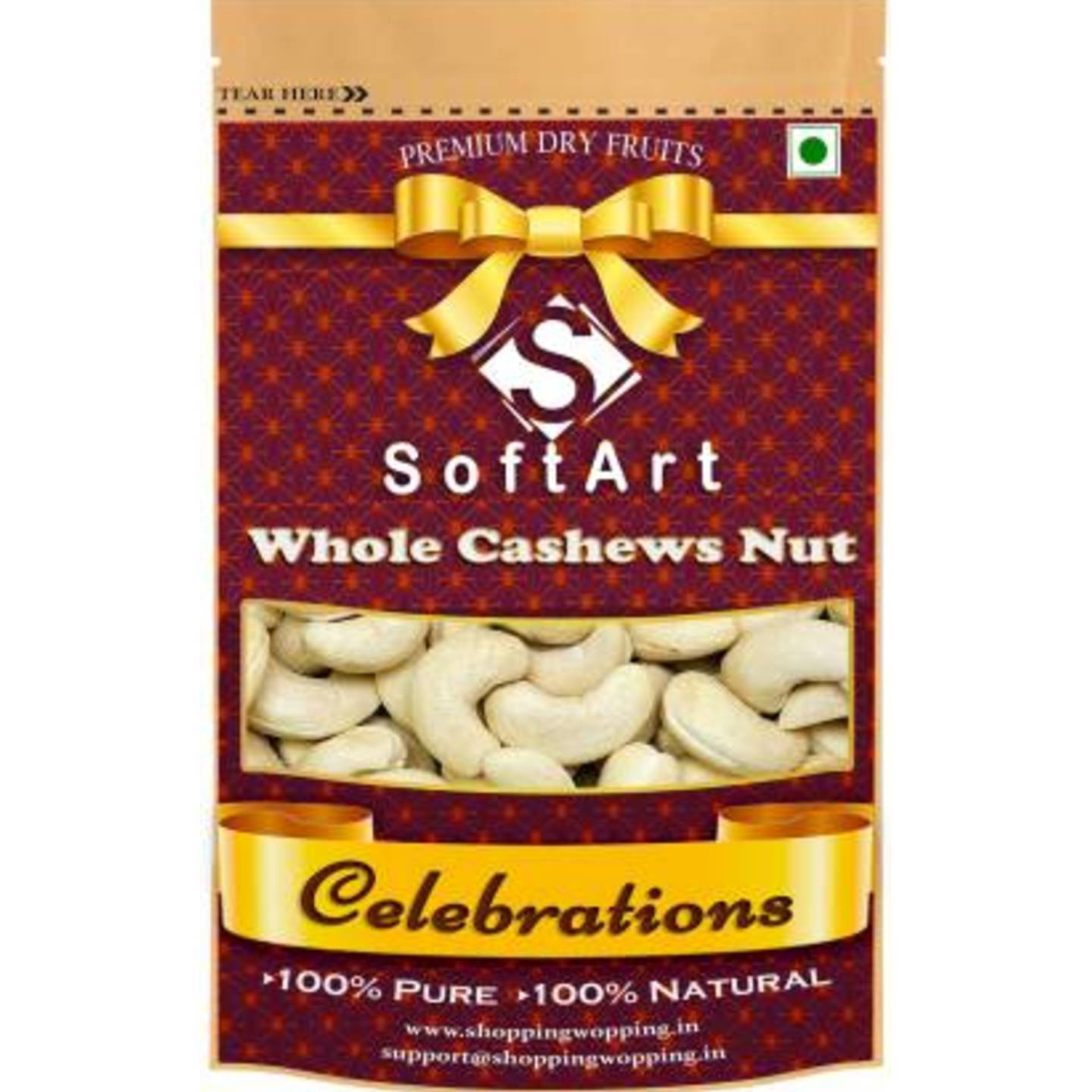 Soft Art Celebrations Whole Kaju Nuts Vaccum Pack Cashews (100 grams) Cashews  (100 g)