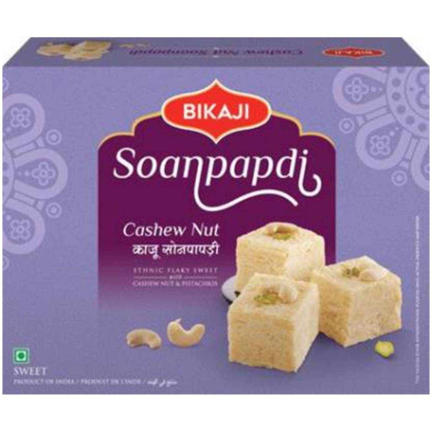 Bikaji Ethnic Flaky Sweet with Cashew Nut & Pistachios Kaju Soan Papdi Box  (450 g)