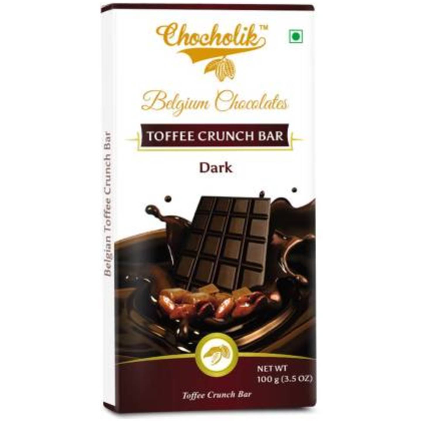 Chocholik Dark Toffee Crunch Bar - Luxury Belgium Chocolate Bars  (100 g)