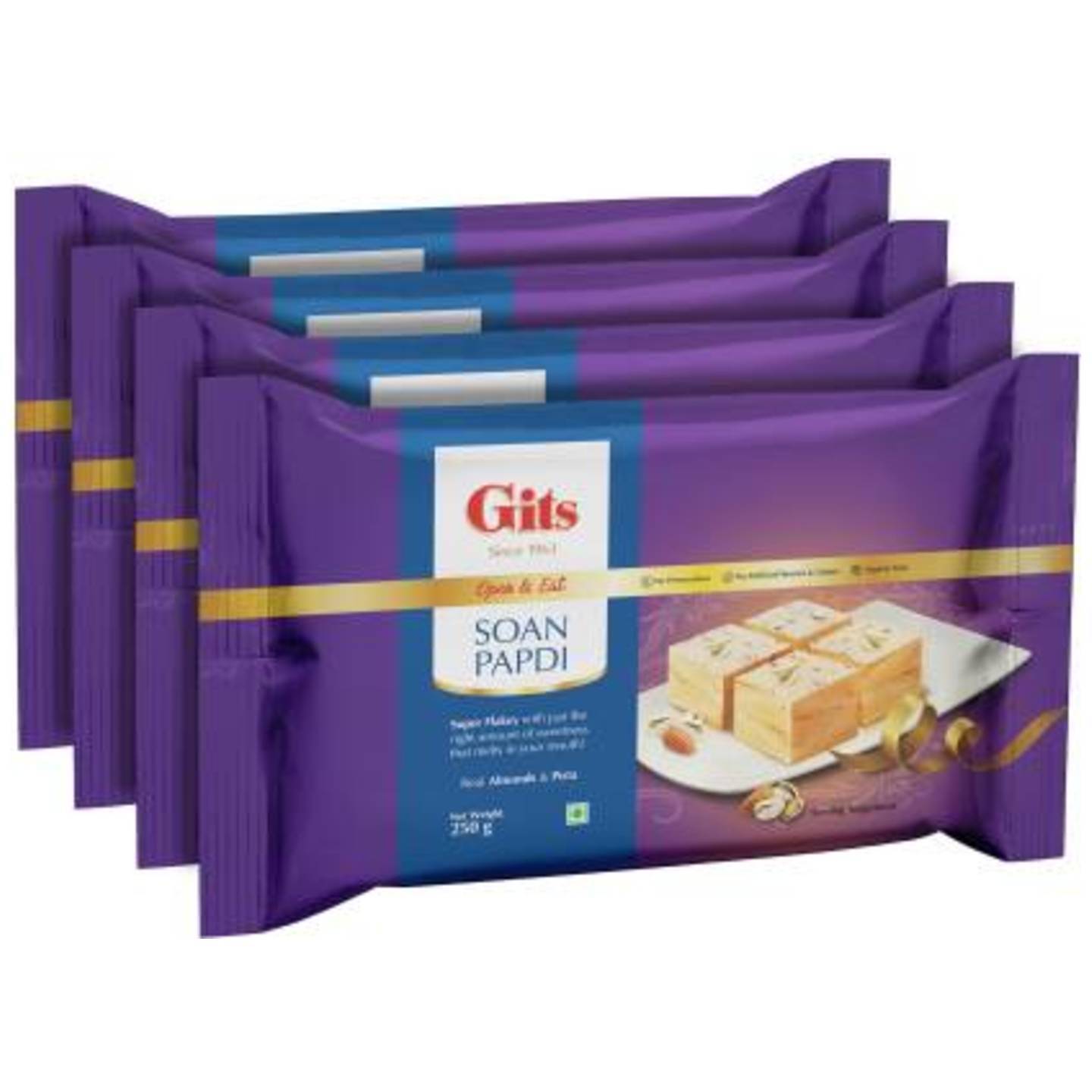 Gits Soan Papdi (Pack of 4 X 250g) Pouch  (4 x 250 g)
