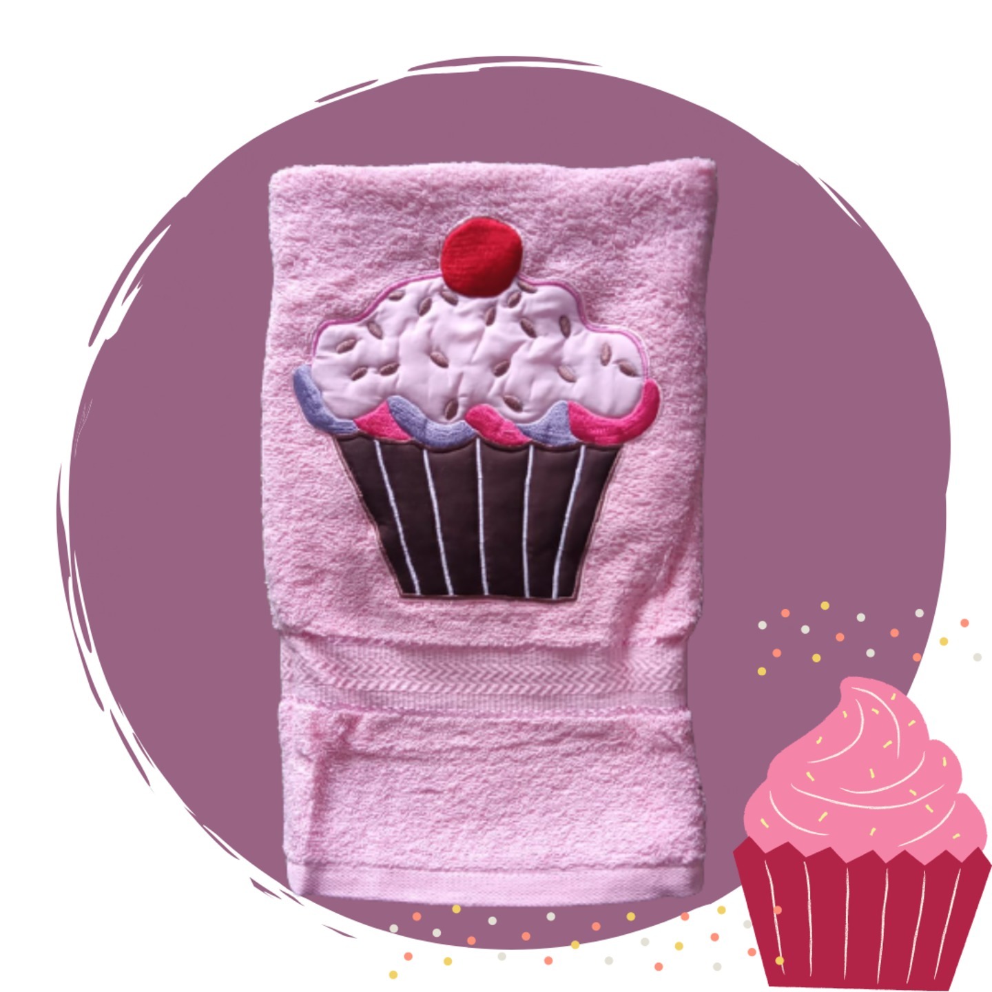 Kids Towel with Motif Cup Cake