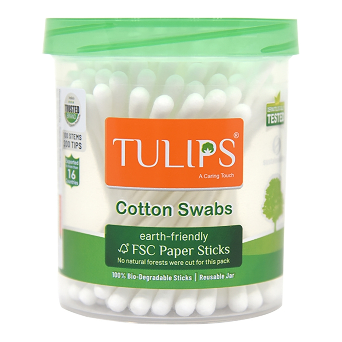 Tulips Cotton Swabs FSC Paper Sticks: 100 Sticks