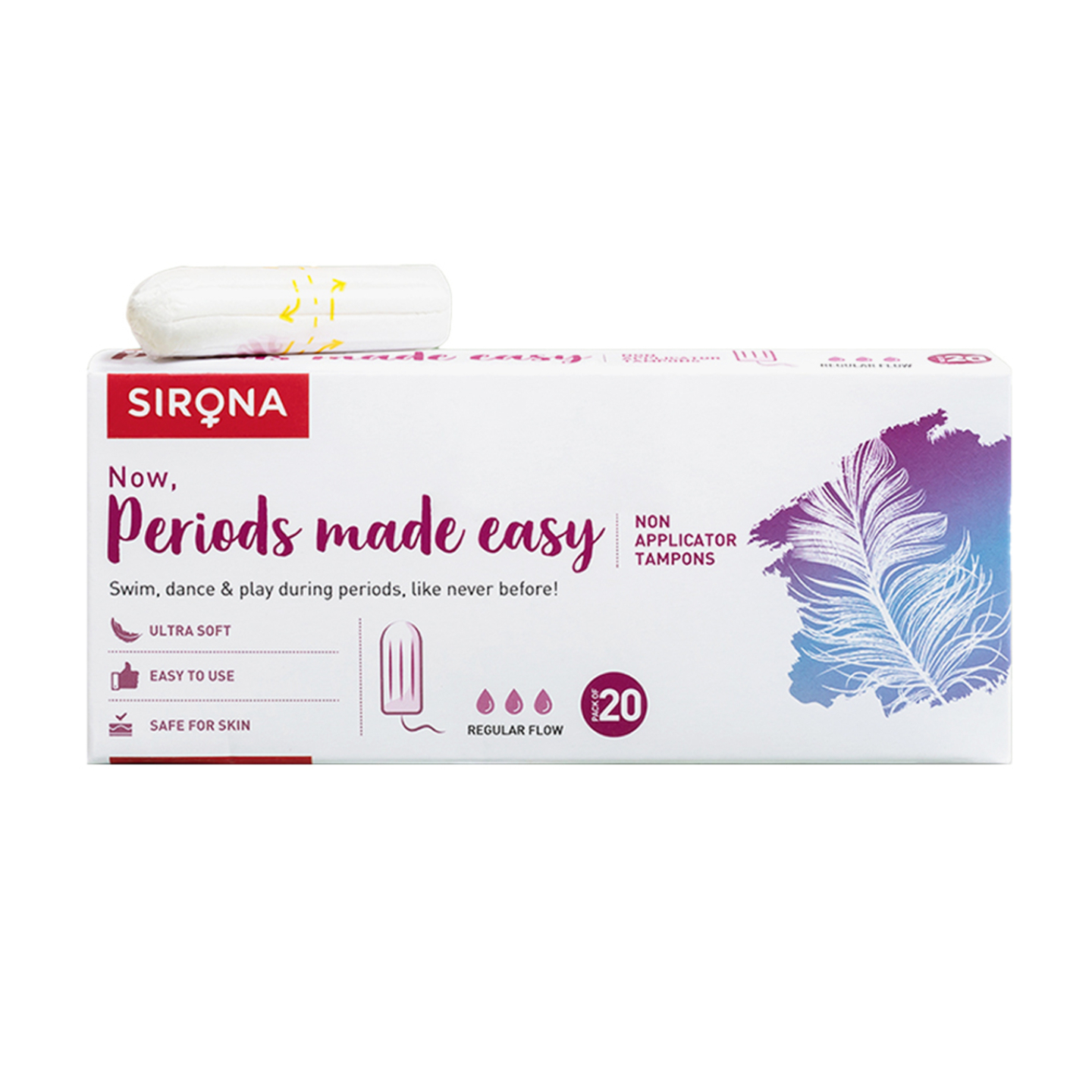 Sirona Non-Applicator Tampons - Regular Flow: 20 U