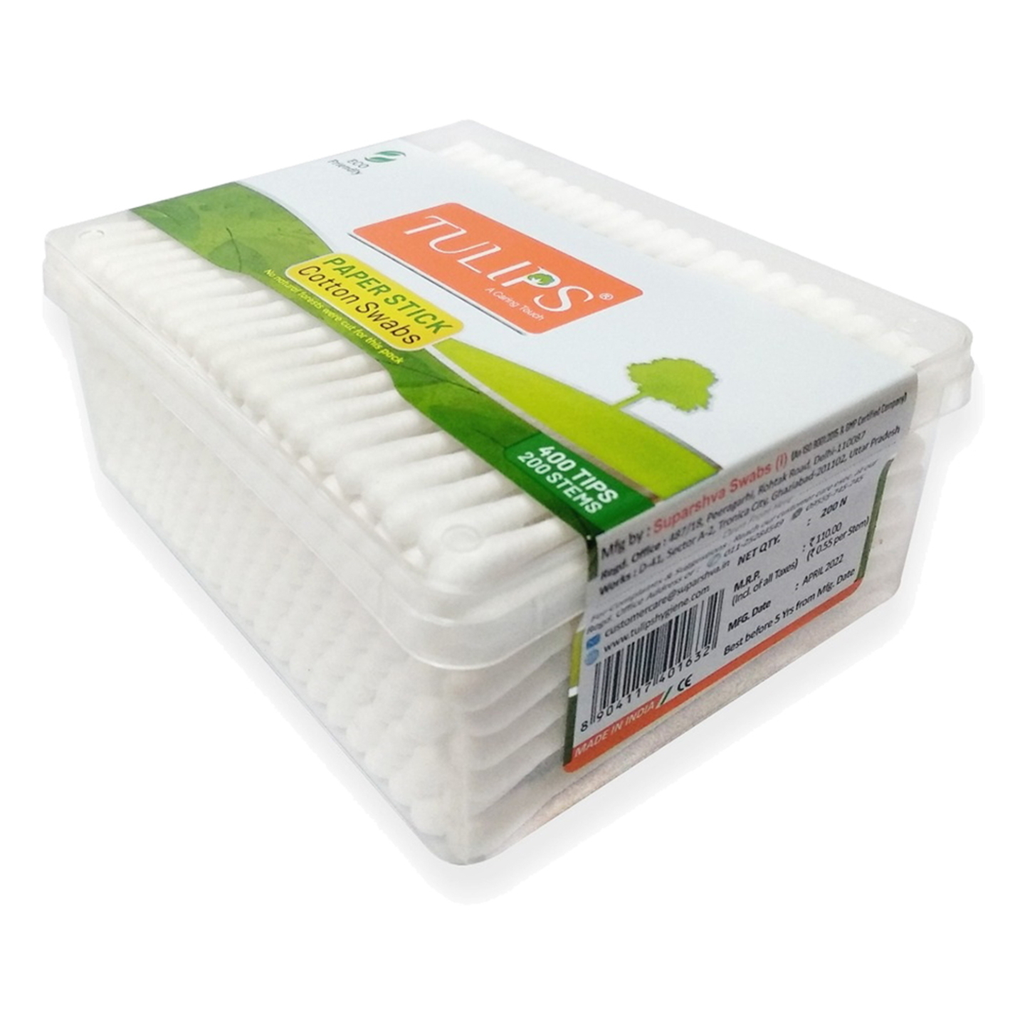 Tulips Cotton Buds - Flat Box: 200 Sticks