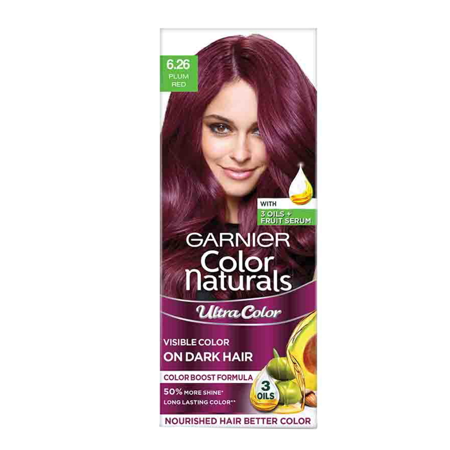 Garnier Ultra Hair Color 6.26 Plum Red - 55 ml + 50 gm: 1 Unit