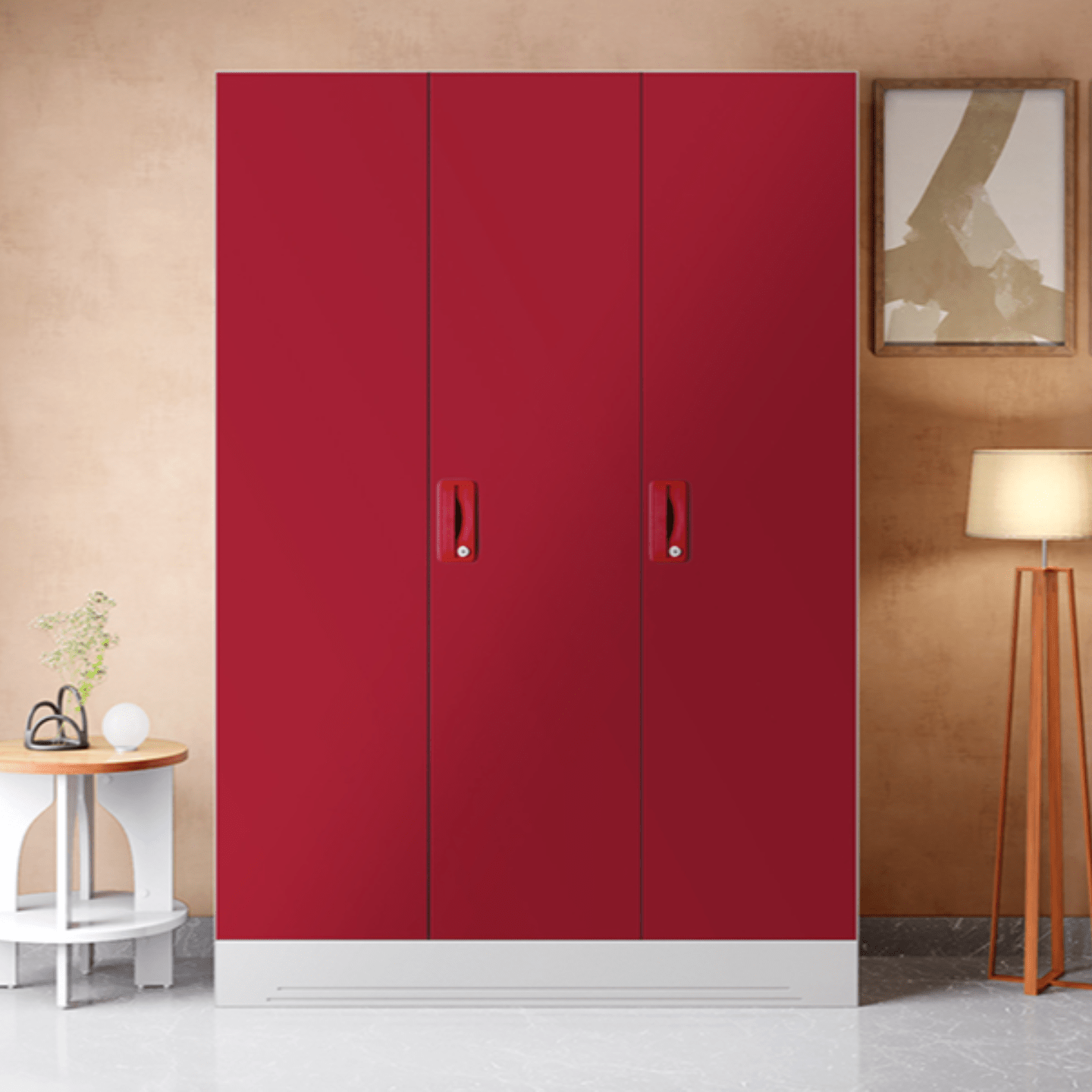 Godrej Slimline 3 Door Steel Almirah Red