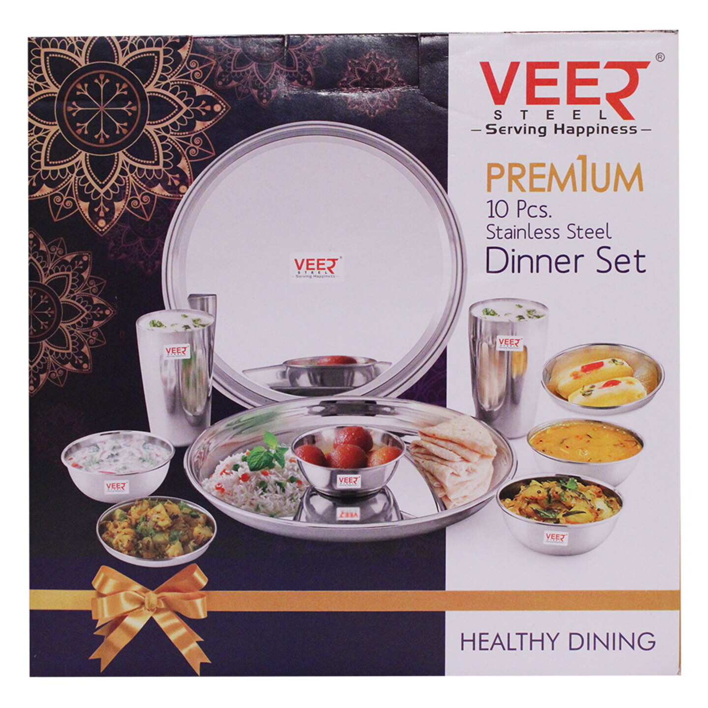 Veer Steel Premium Dinner Set: 6 Pieces