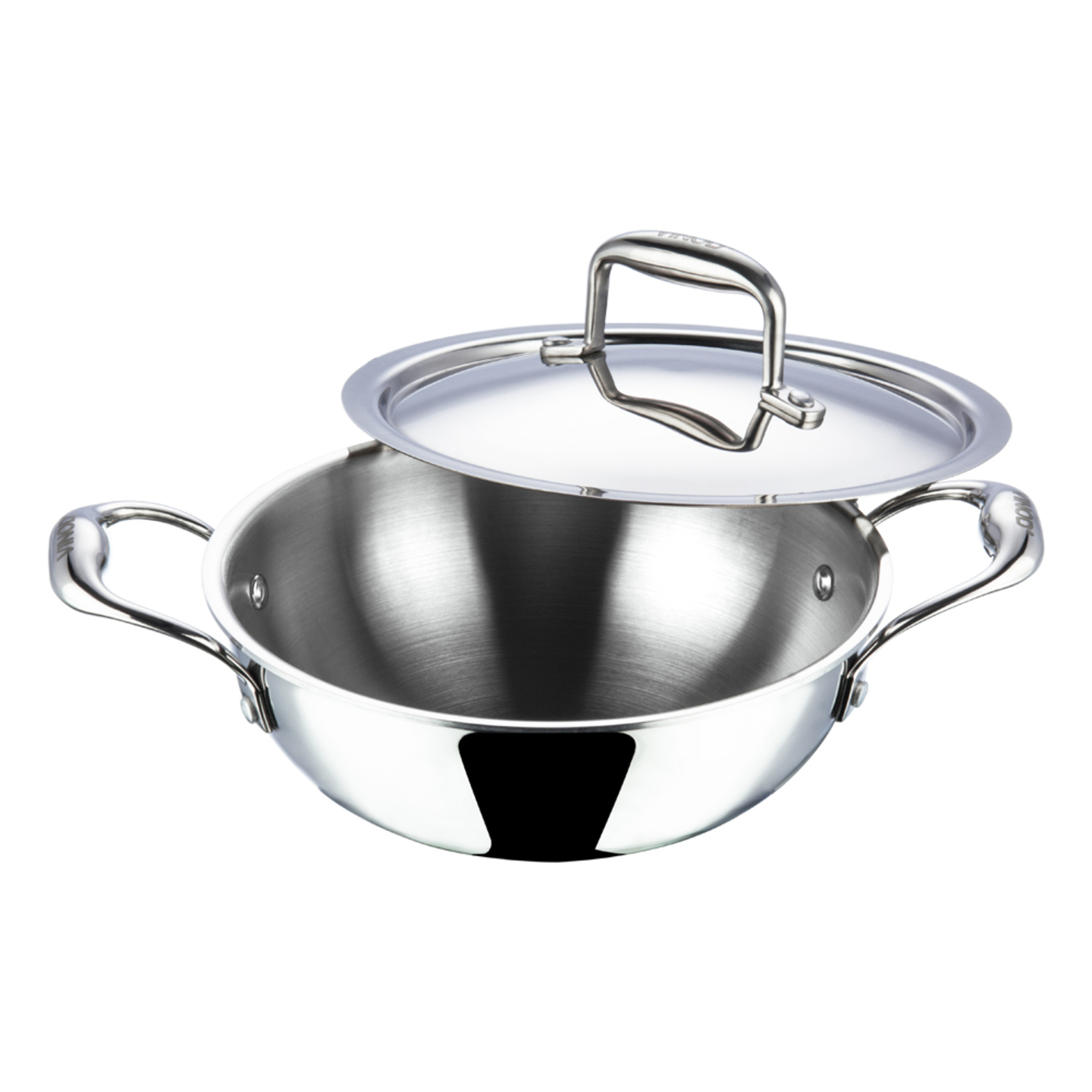 Vinod Platinum Stainless Steel Triply Kadai With Lid - 26 cm: 4. 1 Litres