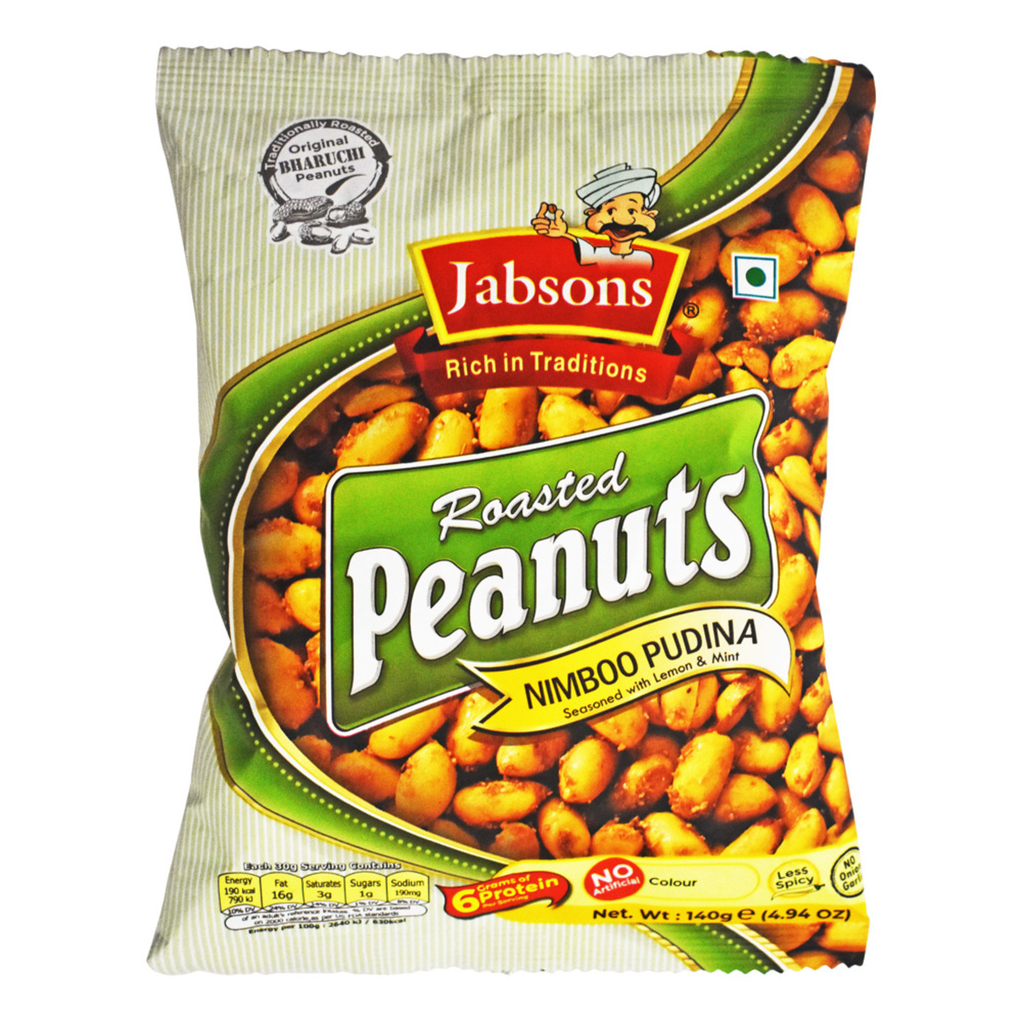 Jabsons Roasted Peanuts Nimboo Pudina: 140 gms