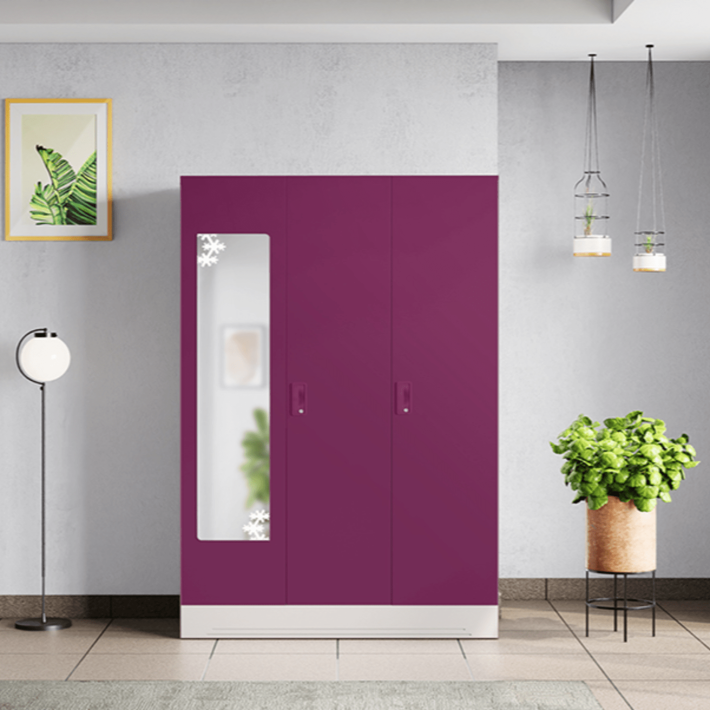 Godrej Slimline 3 Door M2 Steel Almirah Purple Color