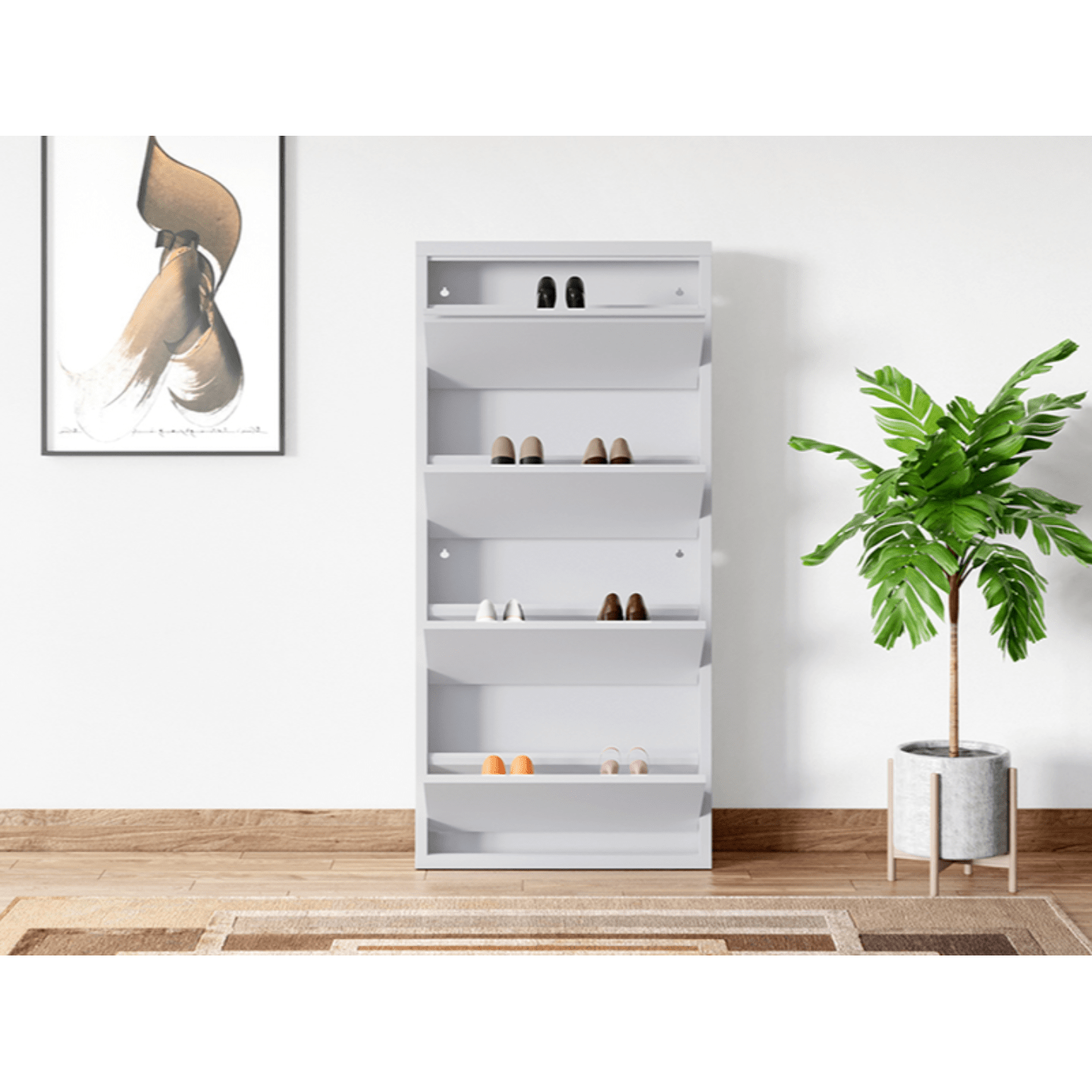 Godrej Step In XL Shoe Cabinet Textured White