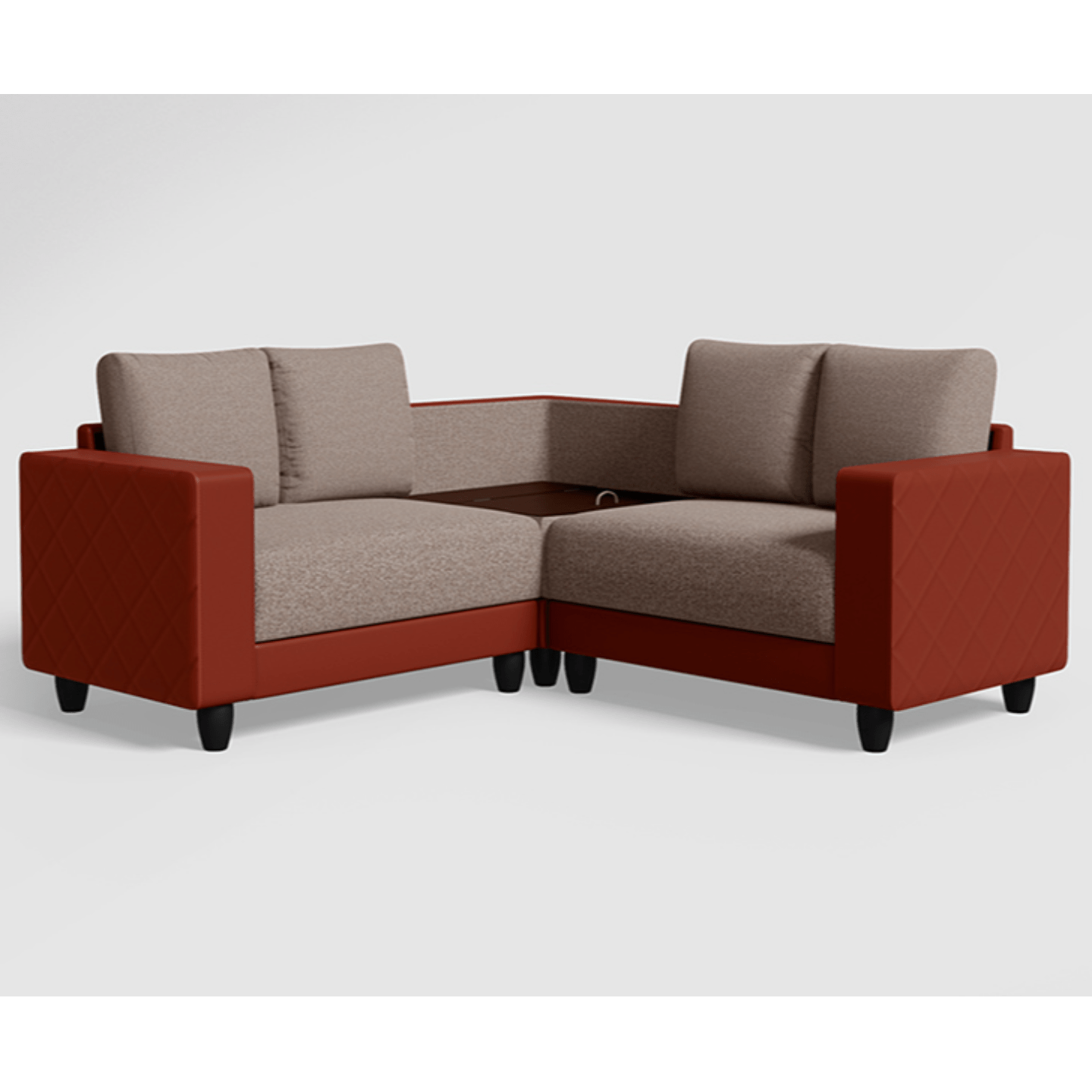 Godrej Cozy Corner 4 Seater Sofa Fabric, Burgundy Grey