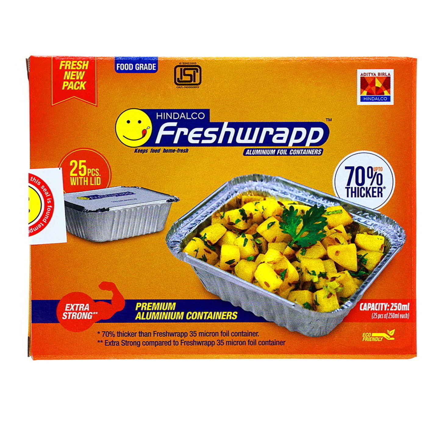 Hindalco Freshwrapp Aluminium Foil Containers - 250 ml: 25 Units