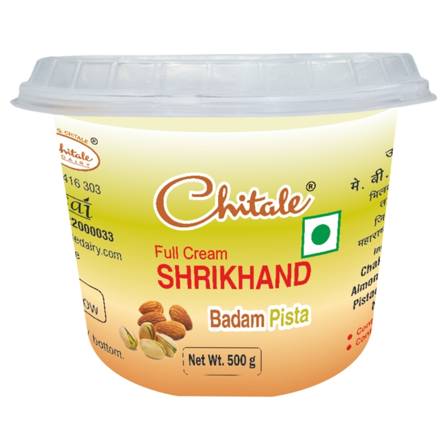 Chitale Full Cream Shrikhand Badam Pista: 500 gms