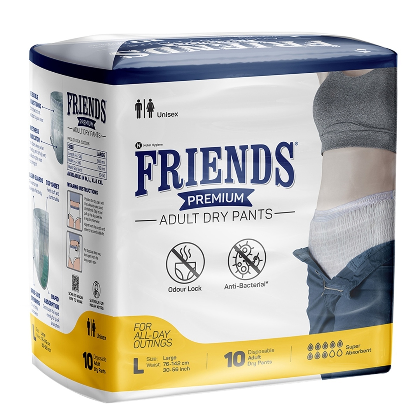 Friends Premium Adult Dry Pants (Pull-Ups) - Large: 10 U