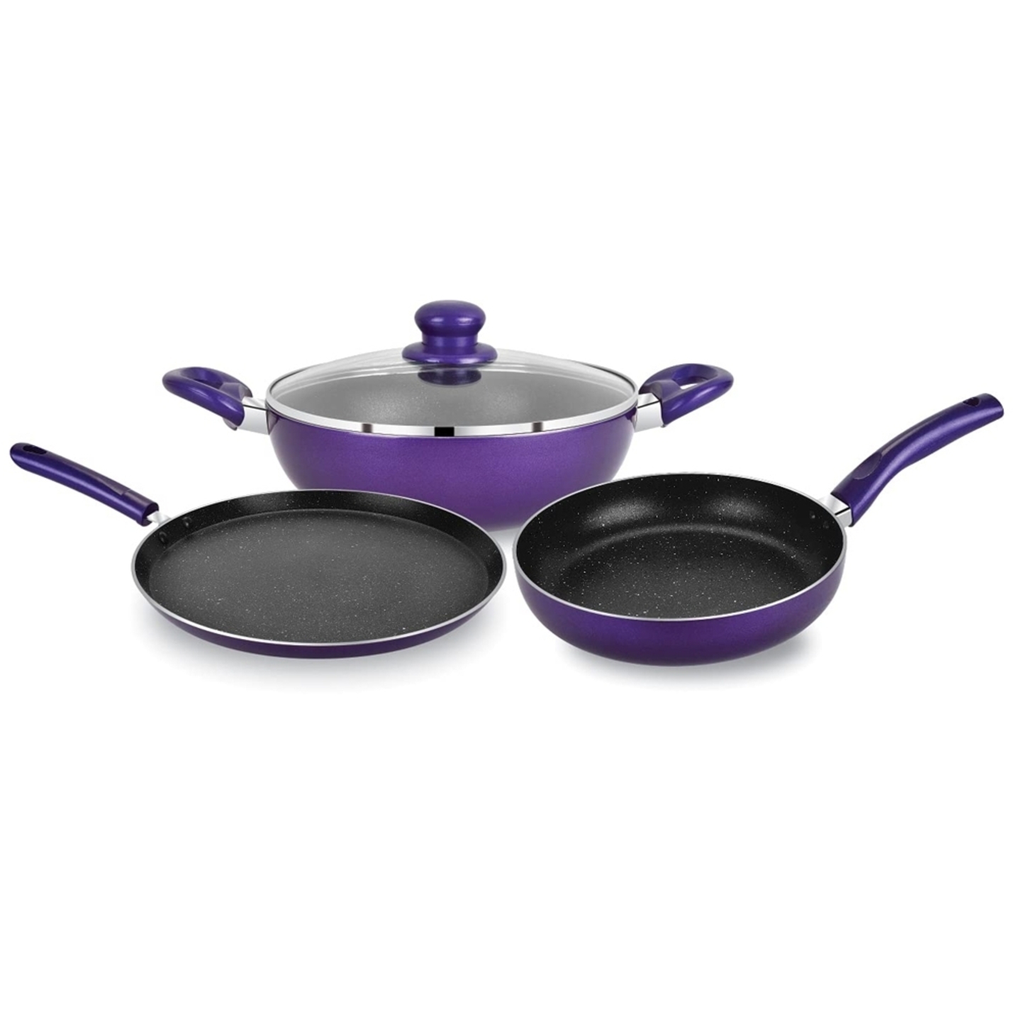 Bergner Aluminium Induction Base Cookware Set -Purple: 4 Units