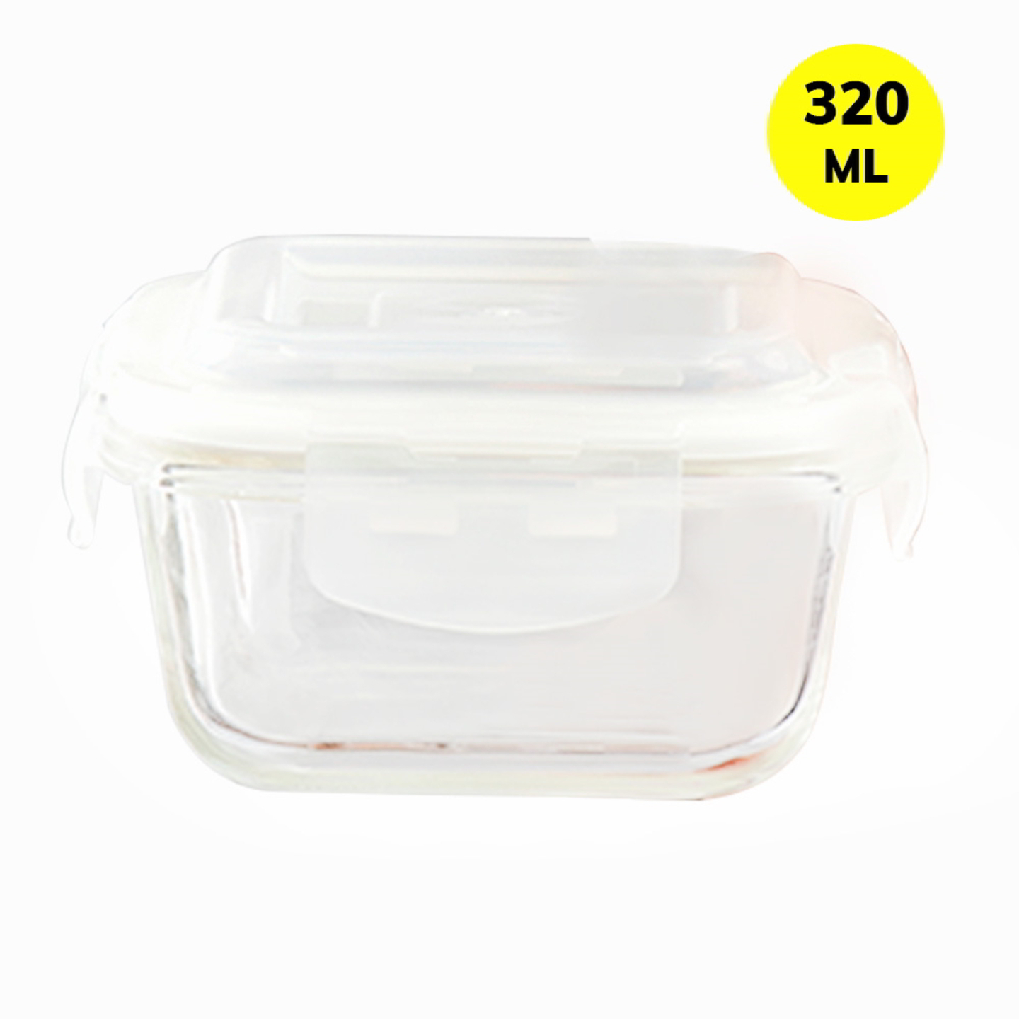 Borosil Klip-N-Store Square Glass Container: 320 ml