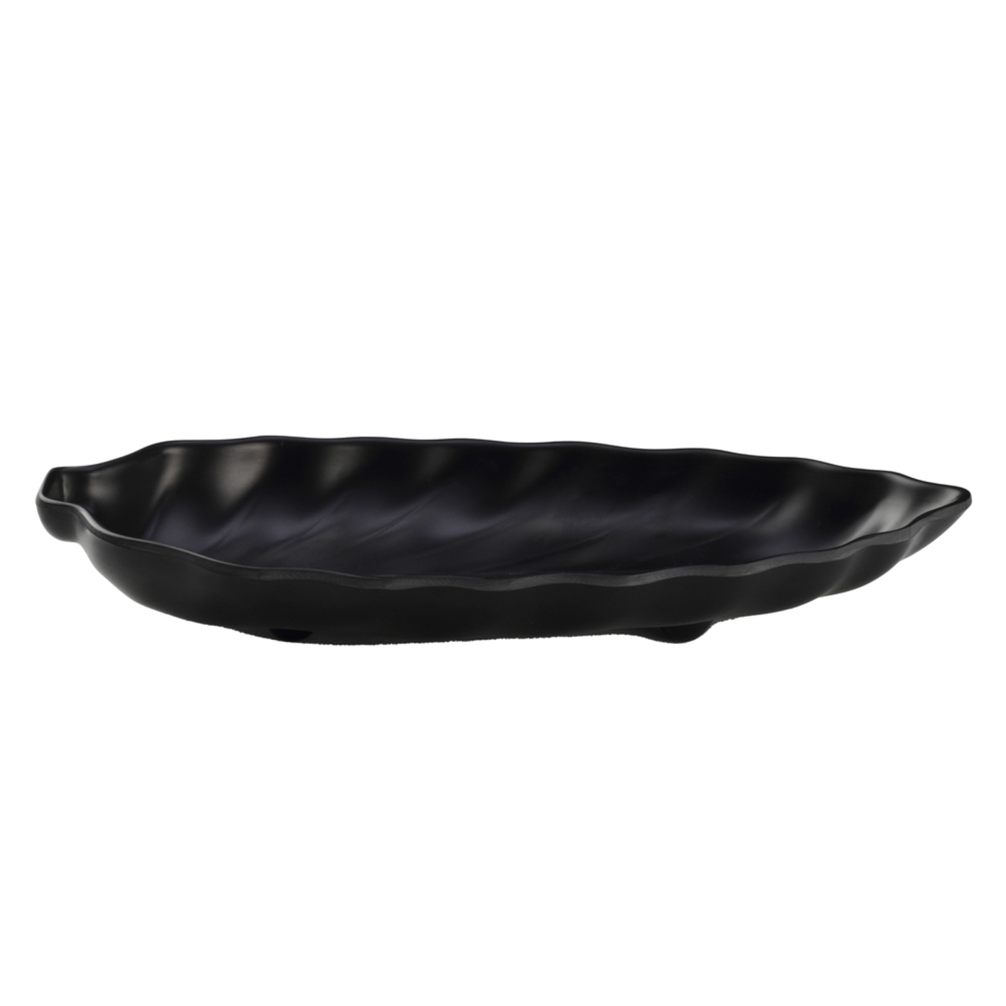 Melamine Leaf Small Serving Platter - Matte Black: 1 Unit