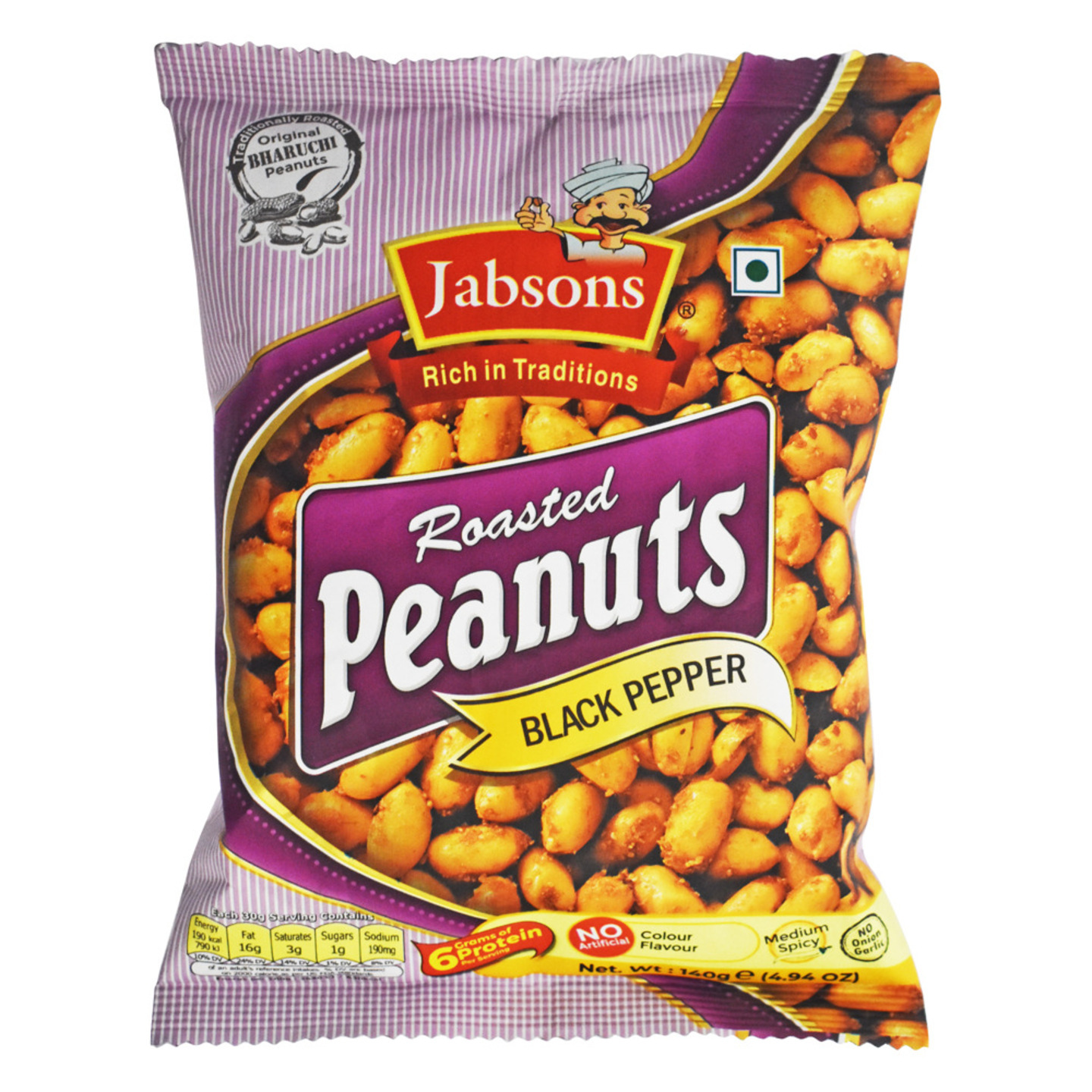 Jabsons Roasted Peanuts Black Pepper: 140 gms