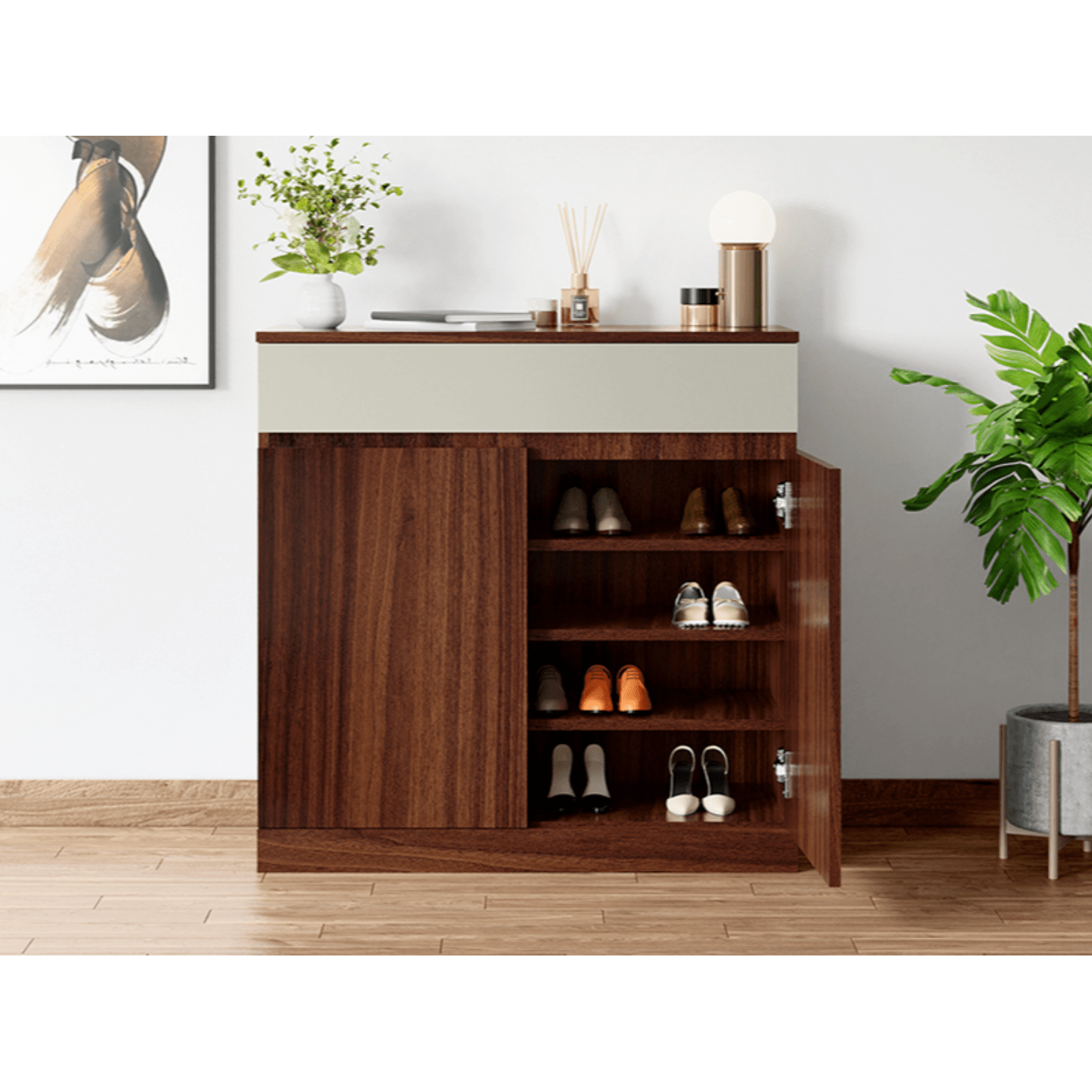 Godrej Meraki Shoe cabinet Brown & Beige Color