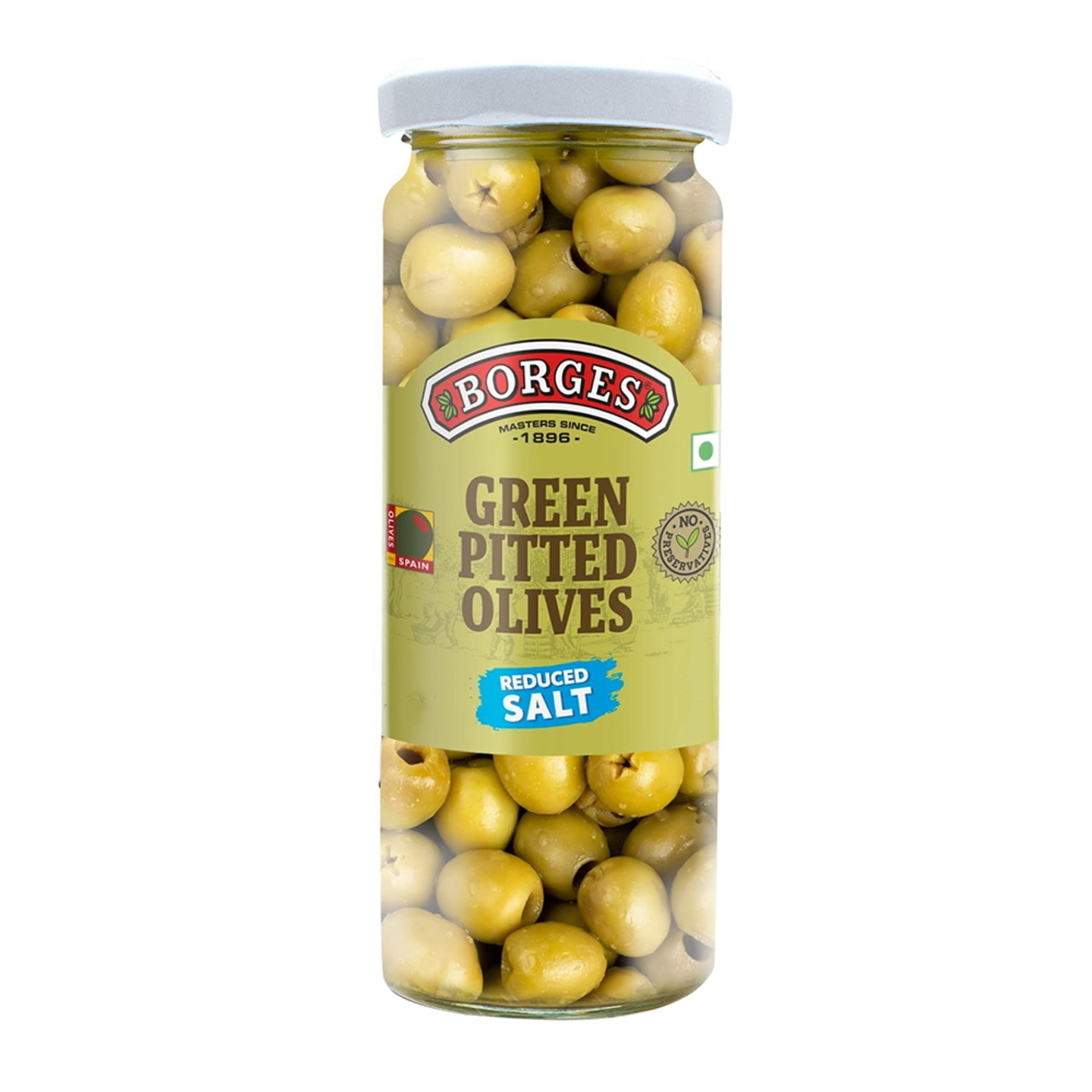 Borges Green Pitted Olives: 450 gms