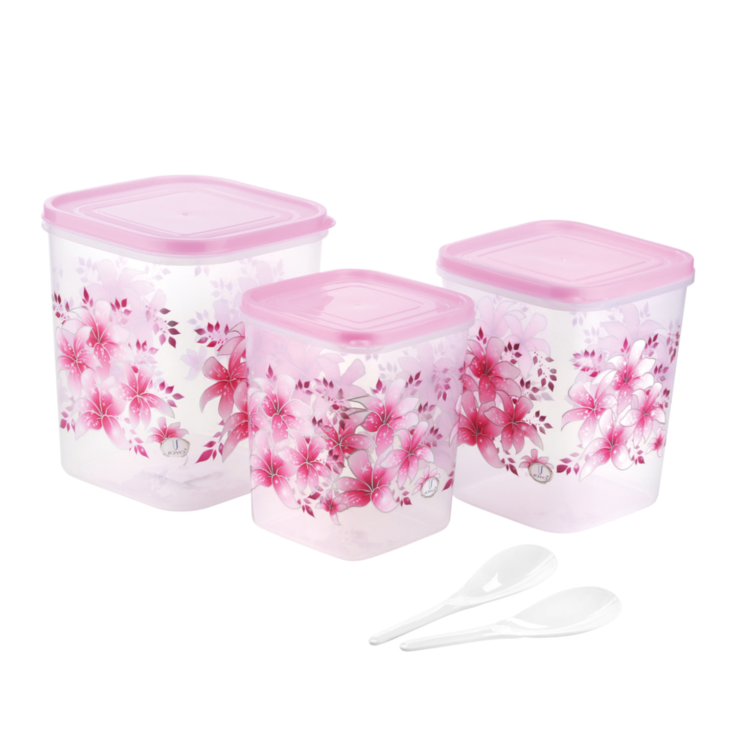 Joyo Kitchen Classic Square Container & Spatula - Pink: 3 Pieces