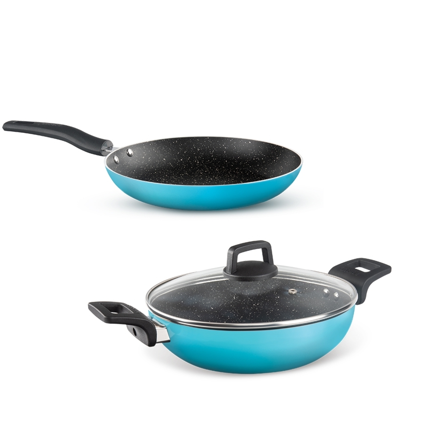 Borosil Festive Glory Non Stick Cookware Set - Blue: 3 Pieces