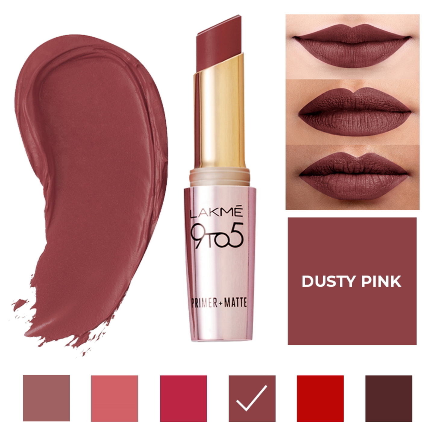 Lakme 9to5 Primer + Matte Lipstick - Dusty Pink: 3.6 gms