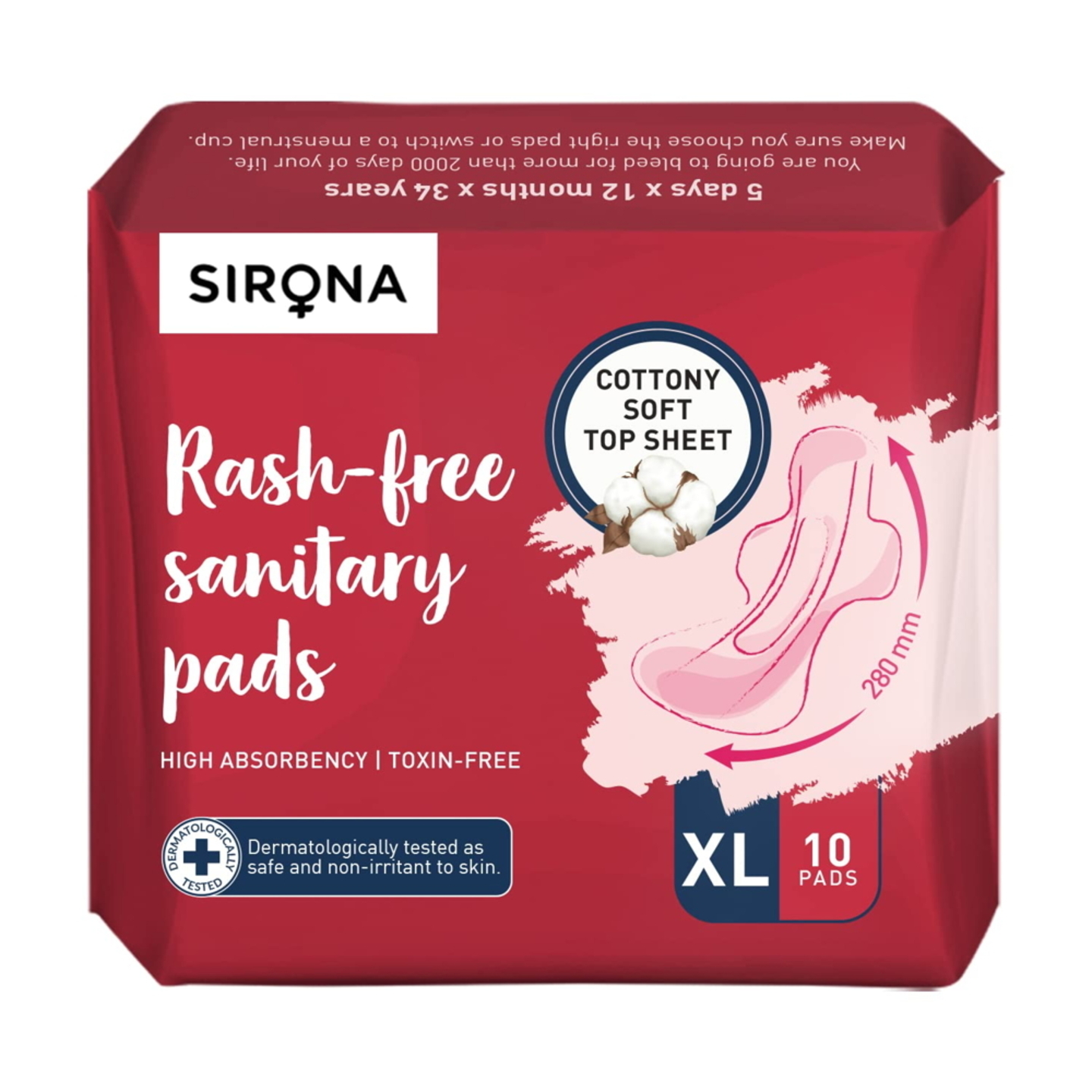 Sirona Cottony Soft Rash Free Pads: 10 U