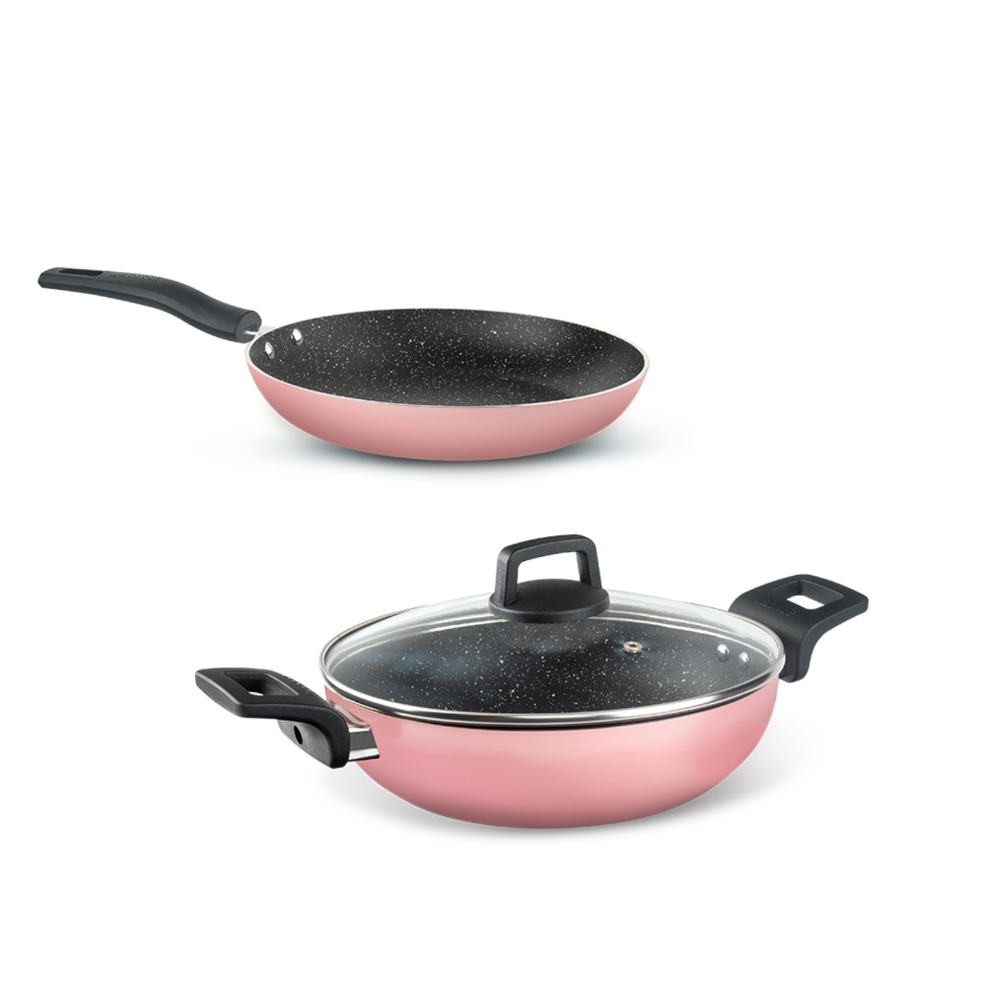 Borosil Festive Glory Non Stick Cookware Set - Pink: 3 Pieces