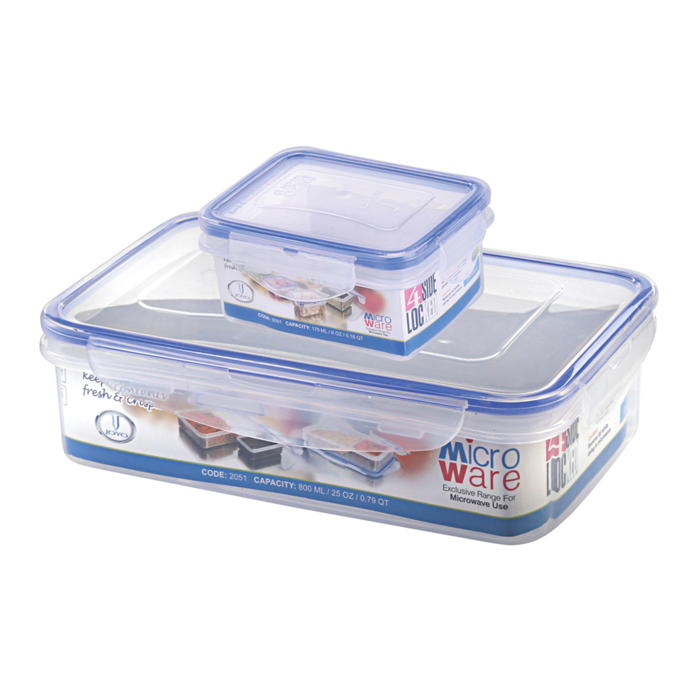 Joyo Plastic 4 Side Lock 2051 Lunch Box - 800 ml: 2 Units