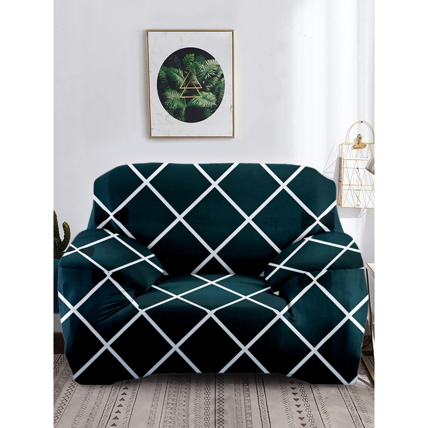 Cortina 1 Seater Geometric Sofa Cover (90-145 cm): 1 Unit