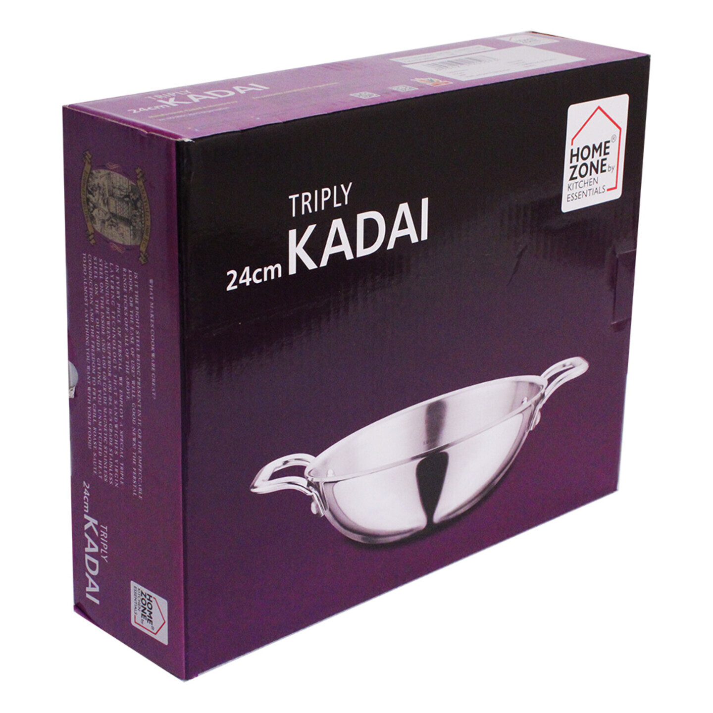 Home Zone Triply Stainless Steel Kadai - 24 cms 1 Unit