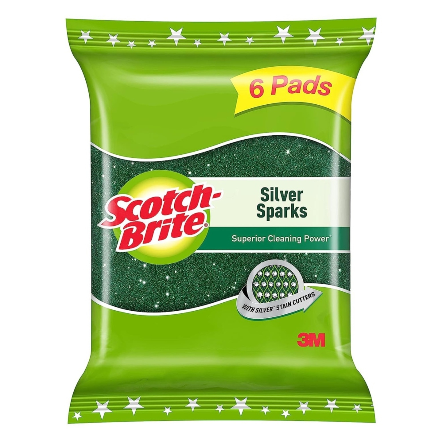 Scotch Brite Silver Spark Scrub Pads: 6 Units