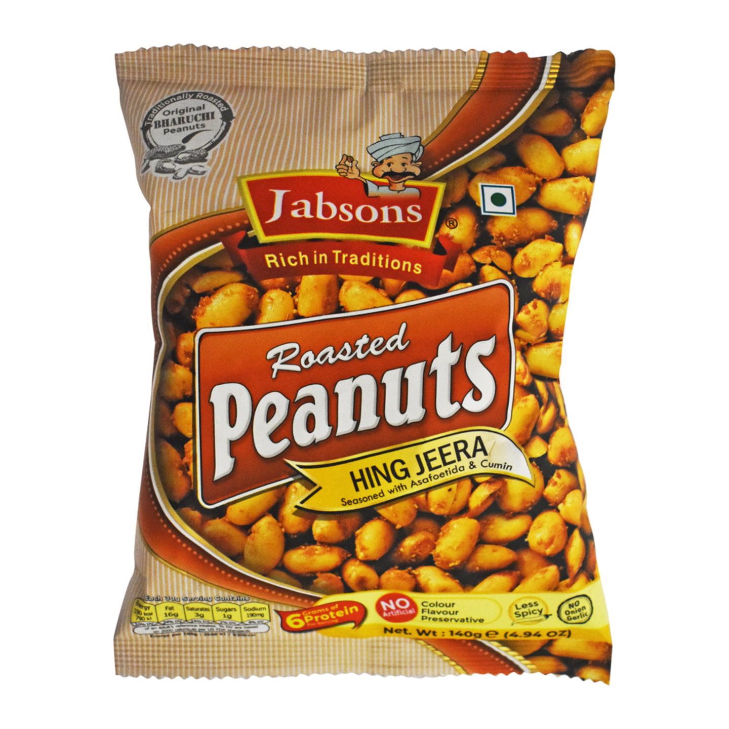 Jabsons Roasted Peanuts Hing Jeera: 140 gms