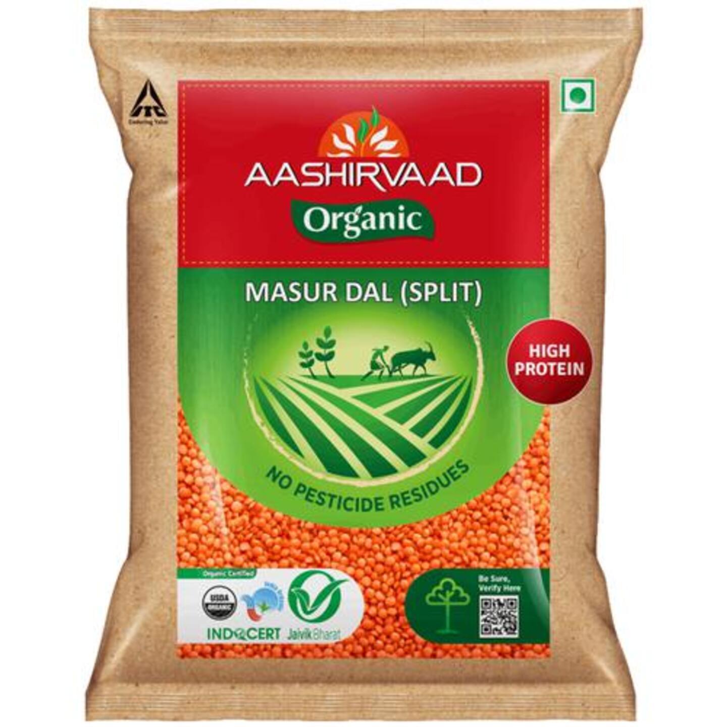 Aashirvaad Organic Masoor Dal Split 1 Kg