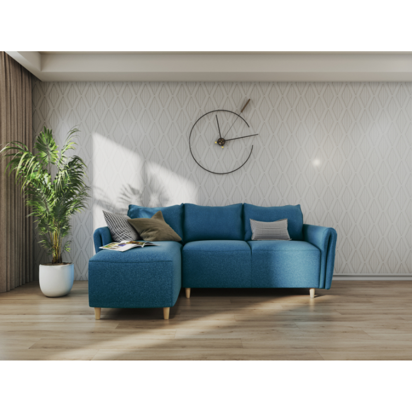 Godrej Amaze L Shape Sofa Fabric, Teal