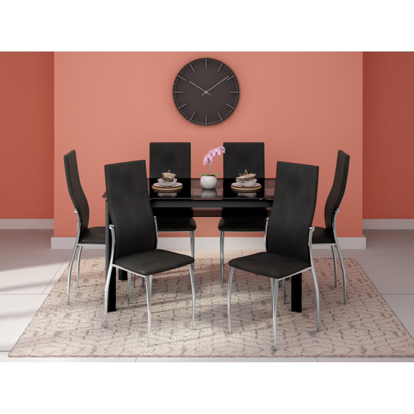 Godrej Tia Metal Dining Chair Set Of 6, Black