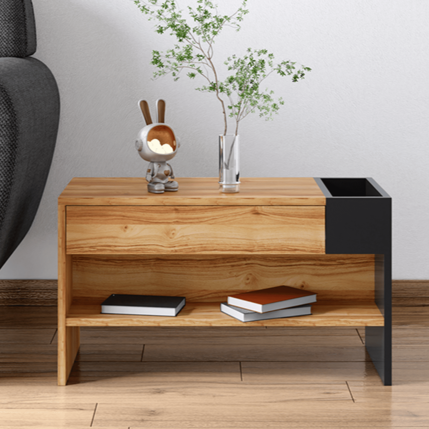 Godrej Arbor Side Table Remini Walnut Finish