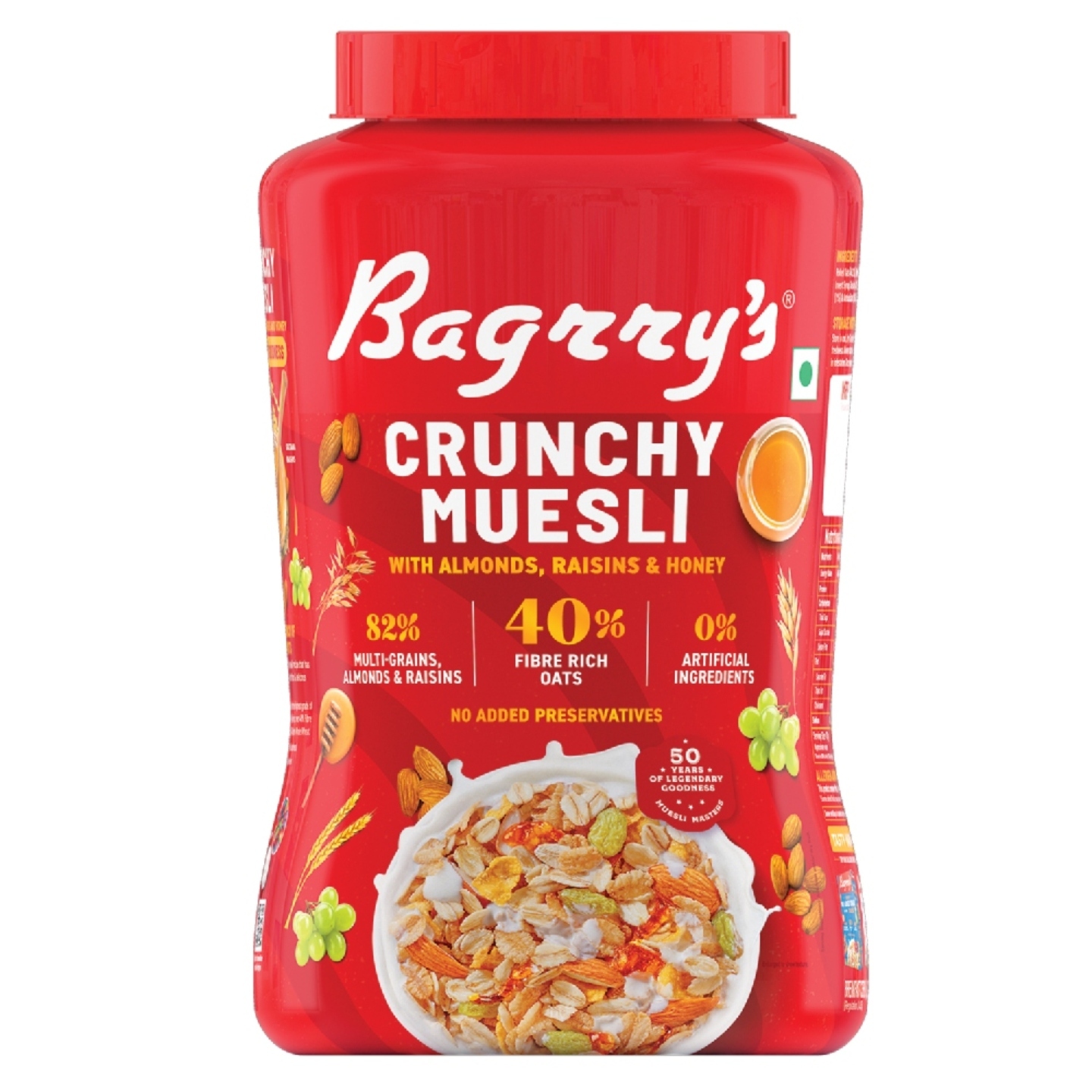 Bagrry's Crunchy Muesli with Almonds-Raisins-Honey: 1 kg